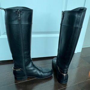 Black leather Tory Burch riding boots